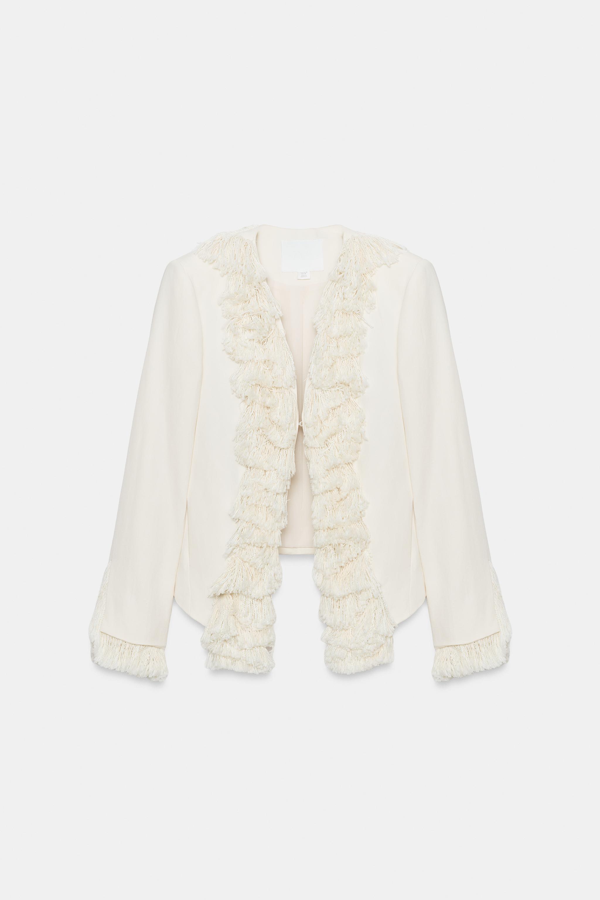 LINEN BLEND FRINGE JACKET ZW COLLECTION